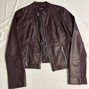 Burgundry faux leather jacket